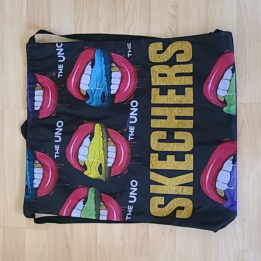 The Uno Sketchers Shoes Drawstring Backpack Bag 20"x17" Gym Bag Dust Bag